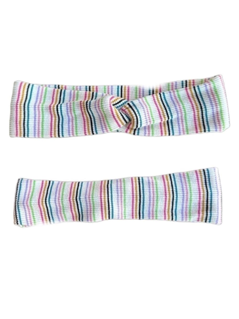 Handmade ribbed multi color twist headband stripe